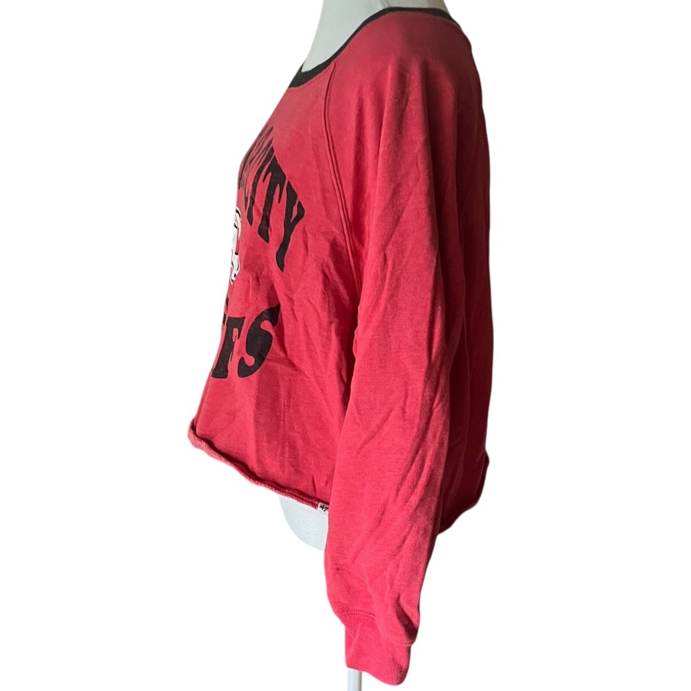 Kansas City Chiefs 47 Brand Cropped Sweatshirt Red Black Sporty Womens L - Picture 3 of 8